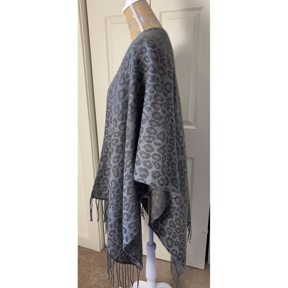 Woolrich Womens Open Front Sleeveless Leopard Print Shawl Frail Hem One Size - Picture 5 of 9